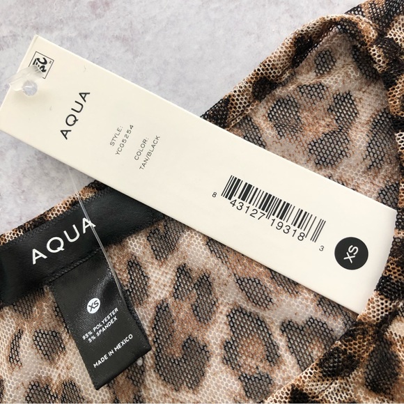 AQUA Animal Printed Mesh Crop Tee, XS NWT - Picture 5 of 7